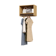Natural Oak 25.5 inch tall hanging closet organizer for clothes storage.