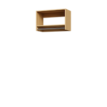 Natural Oak 27 inch tall hanging closet for winter wear storage.