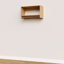 Natural Oak 30 inch tall hanging closet system with custom closet organization.