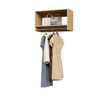 Natural Oak 30 inch tall hanging closet organizer for clothes storage.