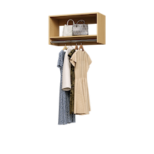 Natural Oak 31.5 inch tall hanging closet organizer for apparel storage.