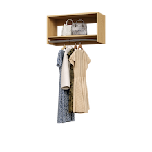 Natural Oak 33 inch tall hanging closet organizer for apparel storage.
