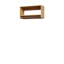 Natural Oak 33 inch tall hanging closet for tuxedos and suits.