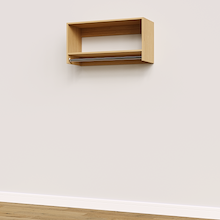 Natural Oak 34.5 inch tall hanging closet system with high-density hanging efficiency.
