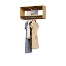 Natural Oak 34.5 inch tall hanging closet organizer for garment storage.