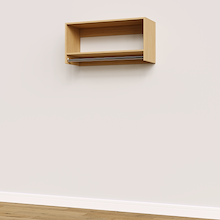 Natural Oak 36 inch tall hanging closet system with sturdy modular storage.