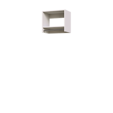 White 19.5 inch tall hanging closet for gowns and heavy coats.