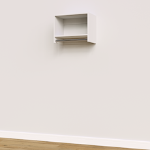 White 22.5 inch tall hanging closet system with vertical hanging storage.