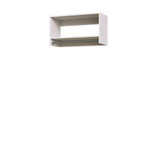 White 31.5 inch tall hanging closet for seasonal coat storage.
