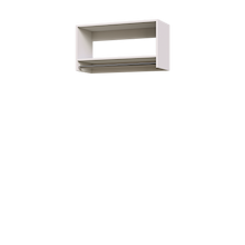 White 33 inch tall hanging closet for formal gowns and coats.