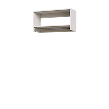 White 34.5 inch tall hanging closet for winter coats and dresses.