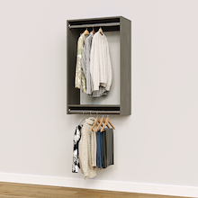 27 inch double hanging closet in grey for teen bedrooms.