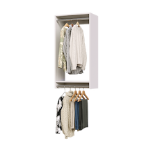 22.5 inch double hanging closet in white with uniforms for laundry rooms.