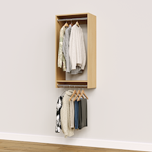 21 inch double hanging closet in natural oak for walk-in closets.