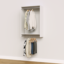30 inch double hanging closet in white for walk-in wardrobes.