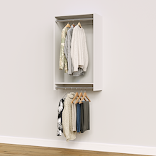 25.5 inch double hanging closet in white for walk-in remodels.