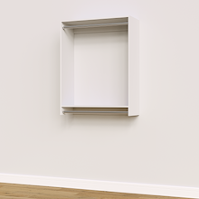 34.5 inch double hanging closet in white, wall mounted for extra space.