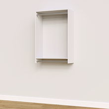 30 inch double hanging closet in white, wall-to-wall for extra space.