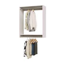36 inch double hanging closet in white for large wardrobes.