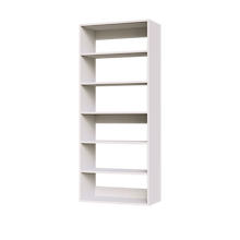 White 28.5 inch shelving tower for blankets and seasonal clothes.