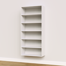 White 31.5 inch shelf tower designed for extra-wide walk-in closets.