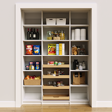 60 inch white pantry organization for family grocery storage.