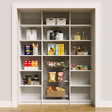 66 inch white kitchen pantry shelving for efficient kitchen storage.