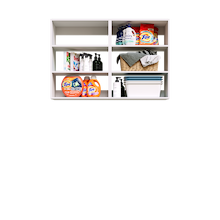 White Basic Laundry Kit with open overhead shelving to keep laundry supplies within easy reach. No