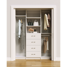 White closet organizer 63 inch for compact dress, coat and long garment storage