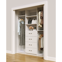White closet organizer 66 inch with organized hanging storage for clothing