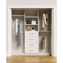 White closet organizer 75 inch for coats, dresses and long garment storage