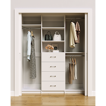 White closet storage system 69 inch for efficient dress, coat and long garment storage