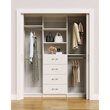 White closet system 66 inch for reach-in dress, coat and long garment storage
