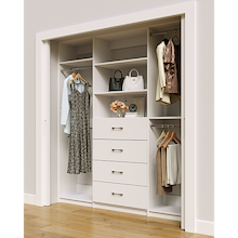White closet system 78 inch with organized hanging storage for clothing