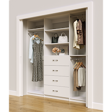 White closet system 81 inch with full-length hanging storage for clothing