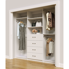 White closet system 87 inch with expanded hanging storage for clothing