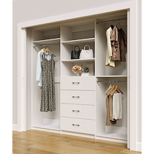 White closet system 93 inch with abundant hanging storage for clothing