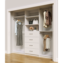 White closet system 96 inch with maximum hanging storage for clothing