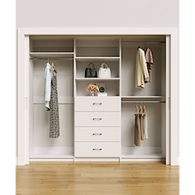 White custom closet system 93 inch for complete dress, coat and long garment storage