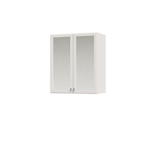 White 31.5 inch half closet doors with mirror panels for wide reach-in apartment closet storage.