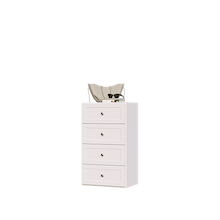 White shaker closet drawer cabinet for dresser in closet storage.