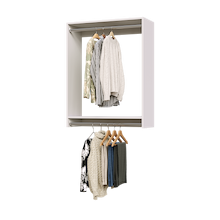 34.5 inch double hanging closet in white for office attire.