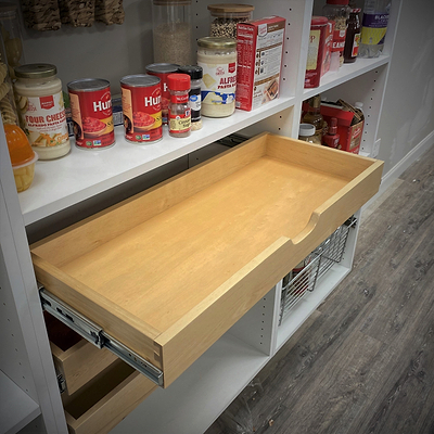installed shelf pull-outs in a pantry