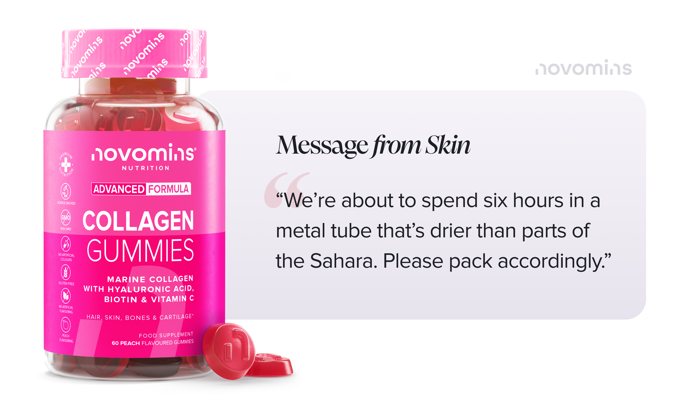 Collagen Gummies: Skin & hair. Fed daily.
