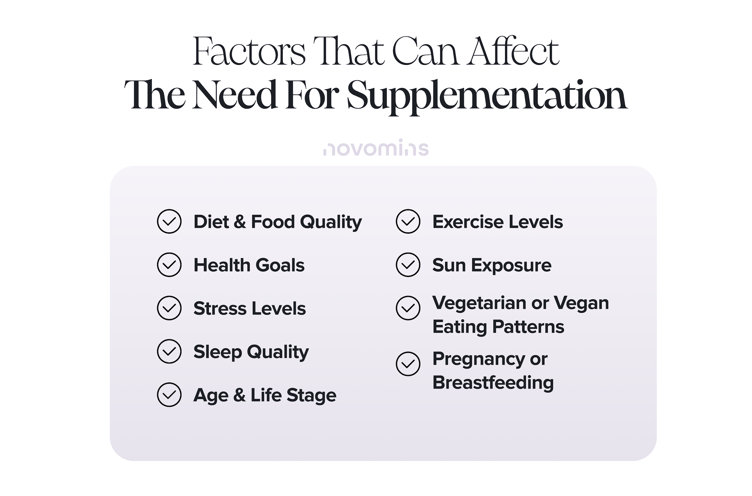 Factors That Can Affect The Need For Supplementation