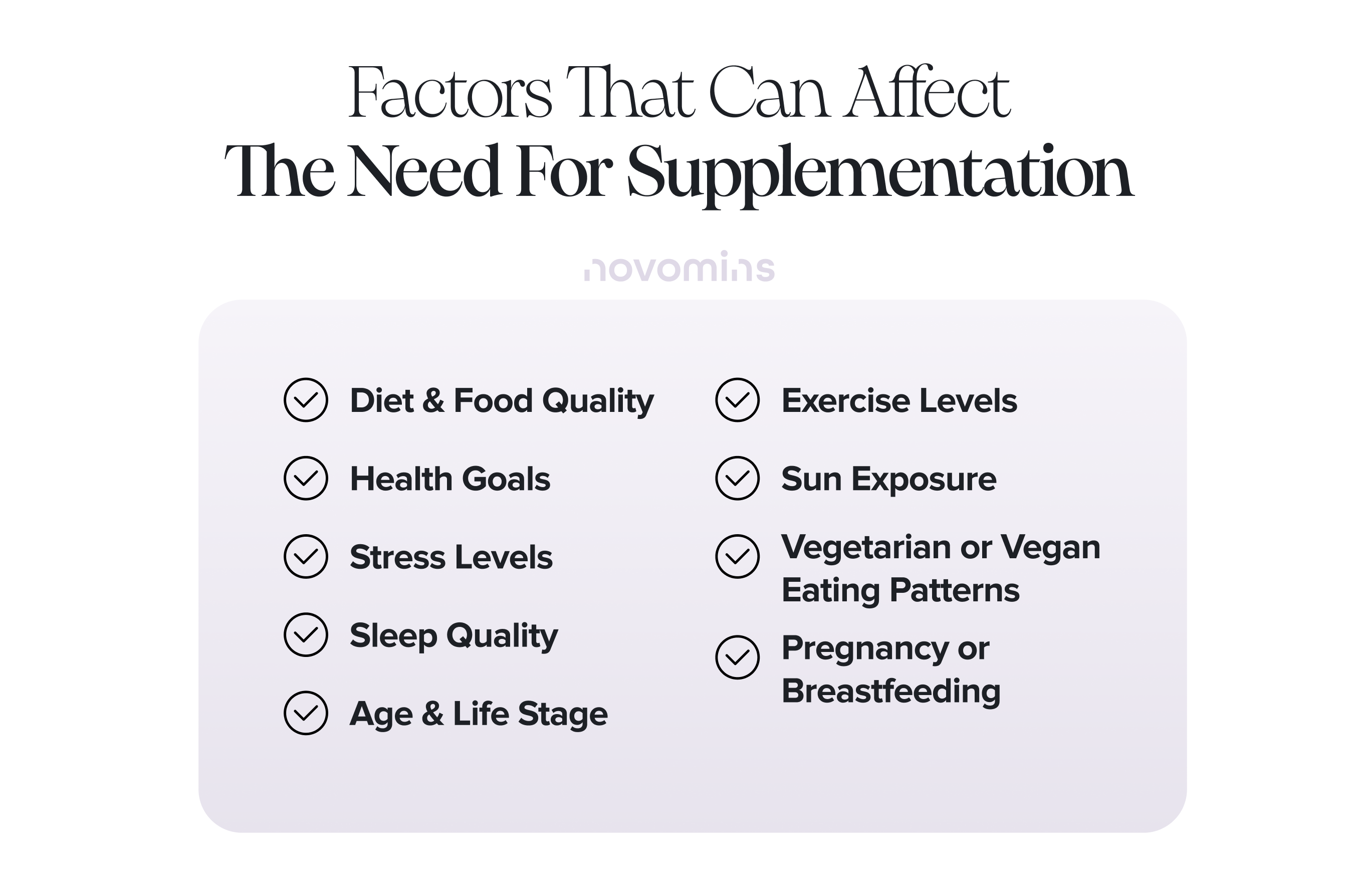Factors That Can Affect The Need For Supplementation