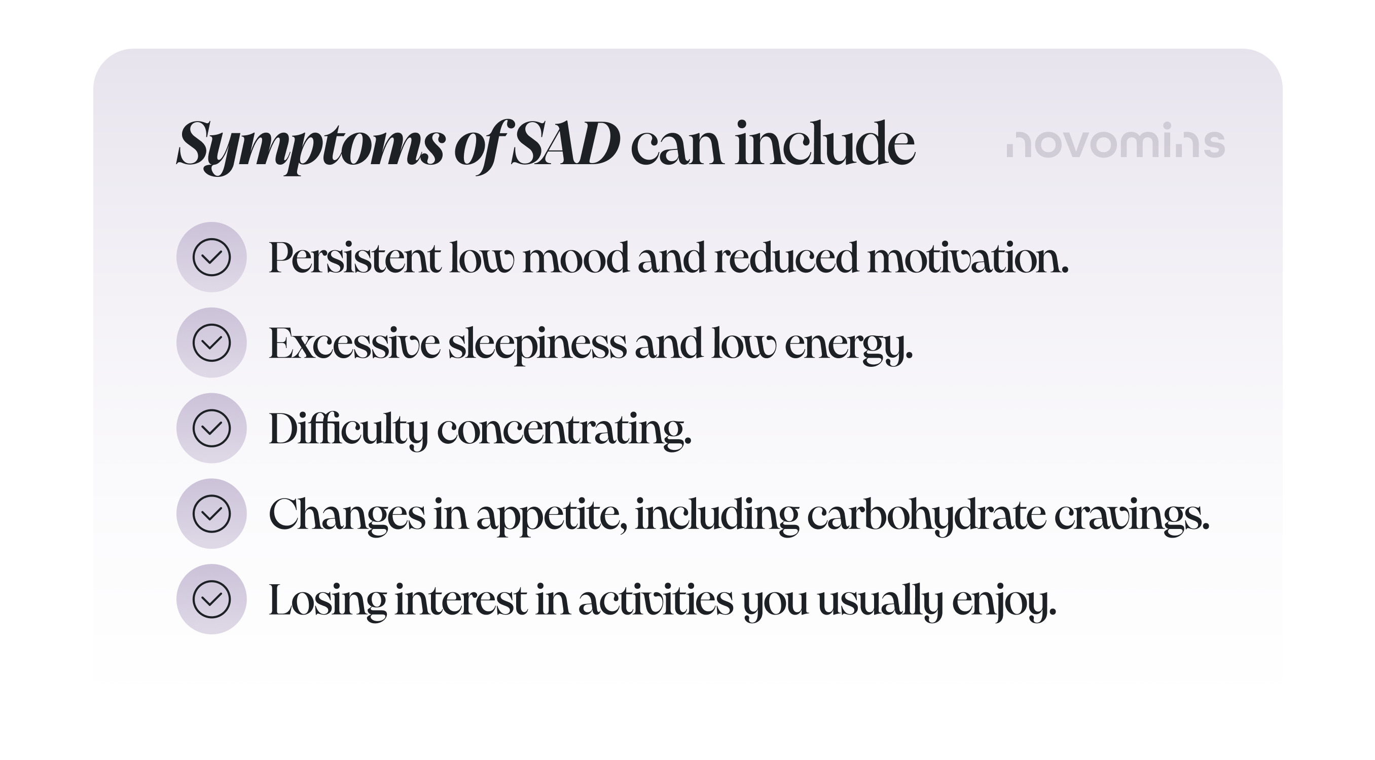 Symptoms of SAD