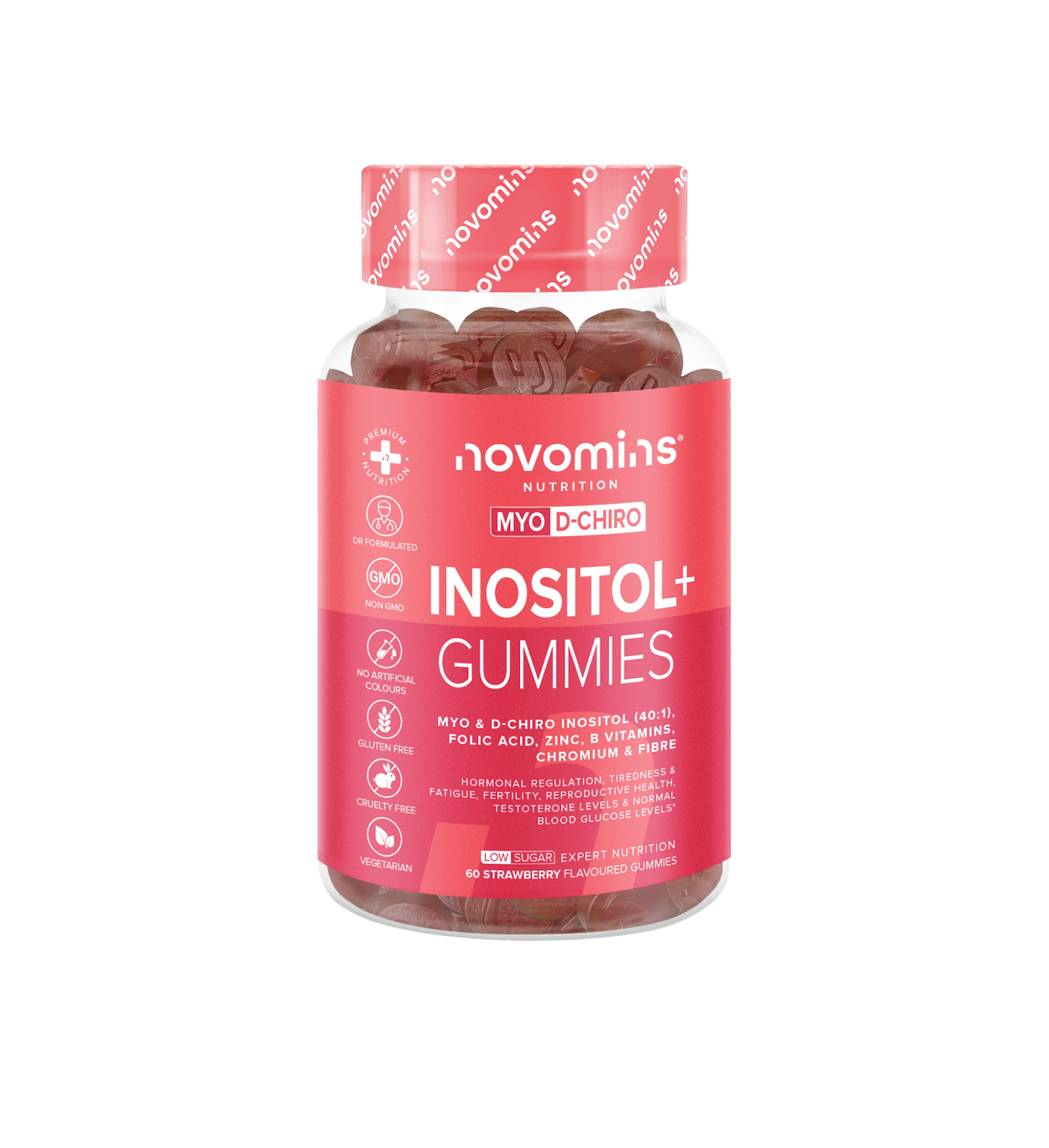 Women holding a bottle of Novomins Inositol+  Gummies that contains Inositol