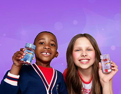 Kids holding Novomins Gummies