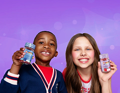 Kids holding Novomins Gummies